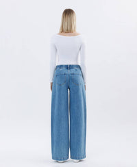 Vervet By Flying Monkey - Unabashed - Super High Rise Pleated Drawstring Wide Leg Jeans