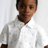 Mayoral - Boy's Short Sleeve Mini Sailboats Polo Shirt