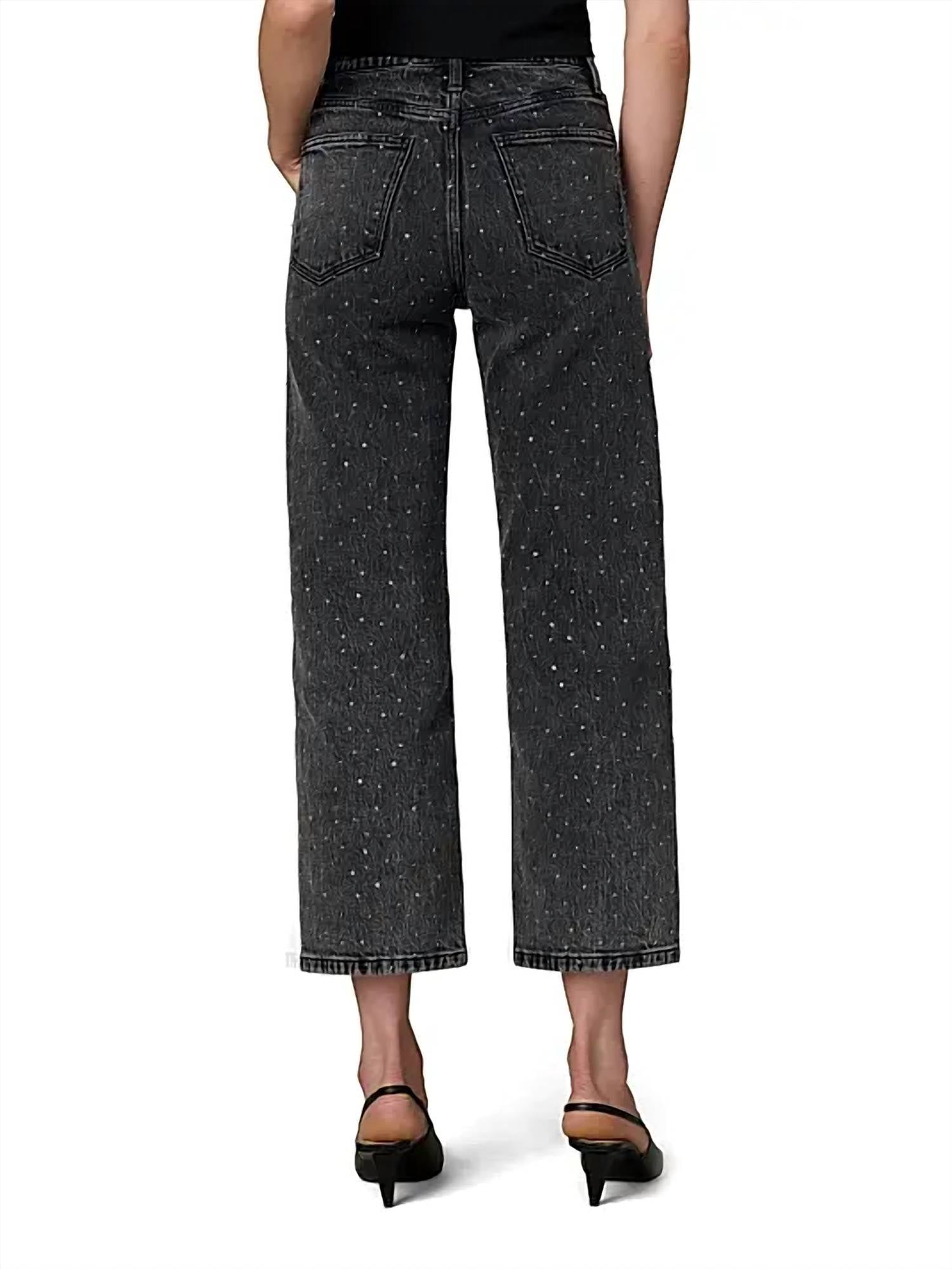 Joe's Jeans Blake Rhinestone High-rise Crop Jeans in cosmic night - women's jeans - detail view
