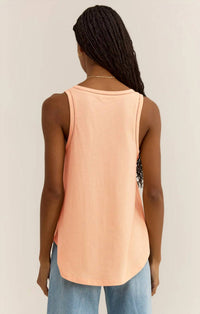 Z Supply Vagabond Lace Trim Tank Top in grapefruit - women's tank top - alternate view
