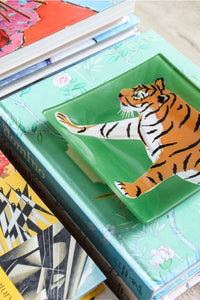 Clairebella - Square Walking Tiger Glass Trinket Tray