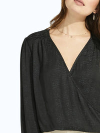 Gentle Fawn Aria V Neck Blouse in black - women's blouse - detail view