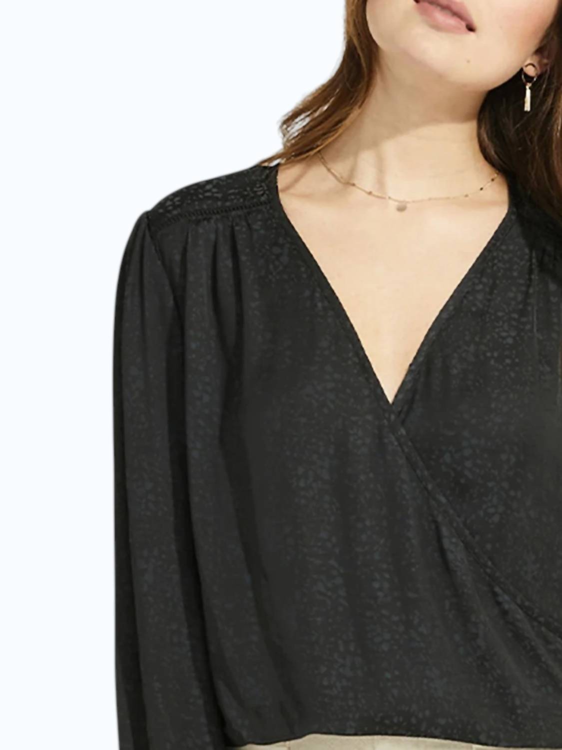 Gentle Fawn Aria V Neck Blouse in black - women's blouse - detail view