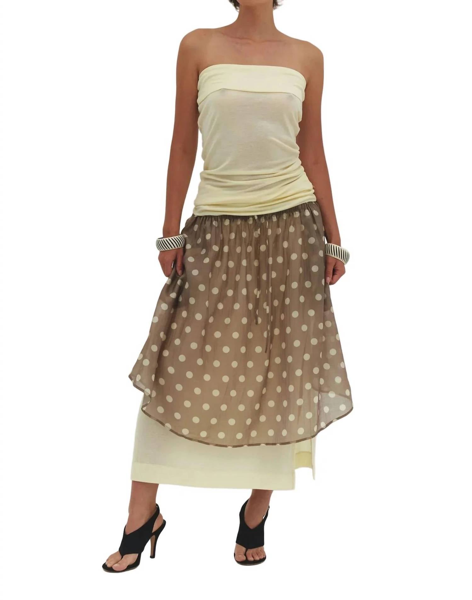 Find Me Now - Ruched Polka Dot Midi Skirt