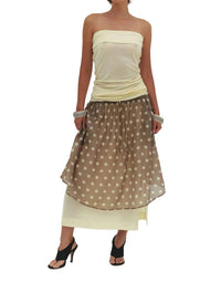 Find Me Now - Women's Ruched Polka Dot Midi Skirt