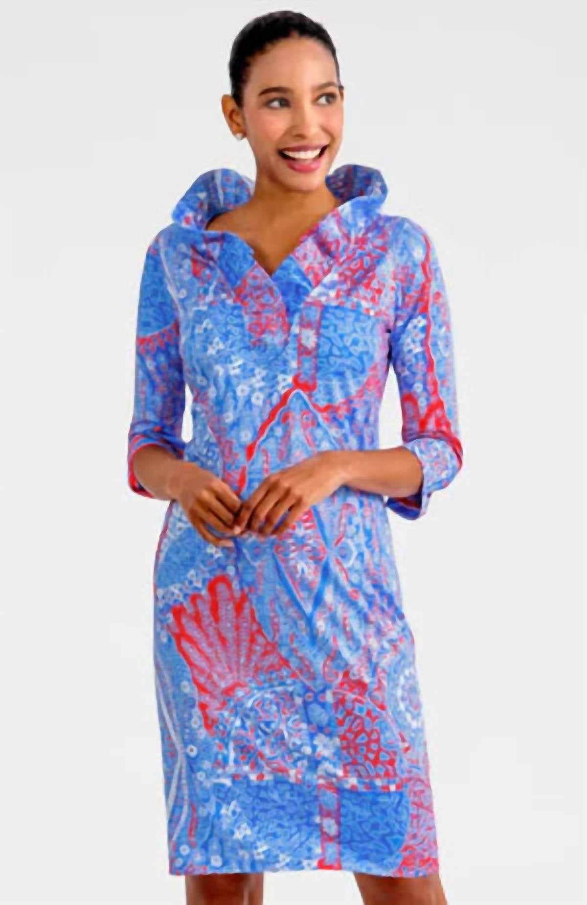 Gretchen Scott - 3/4 Sleeve Grand Bazaar Ruffleneck Dress