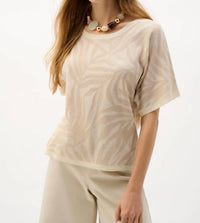 Joseph Ribkoff - Crew Neck Abstract Pullover Sweater Top