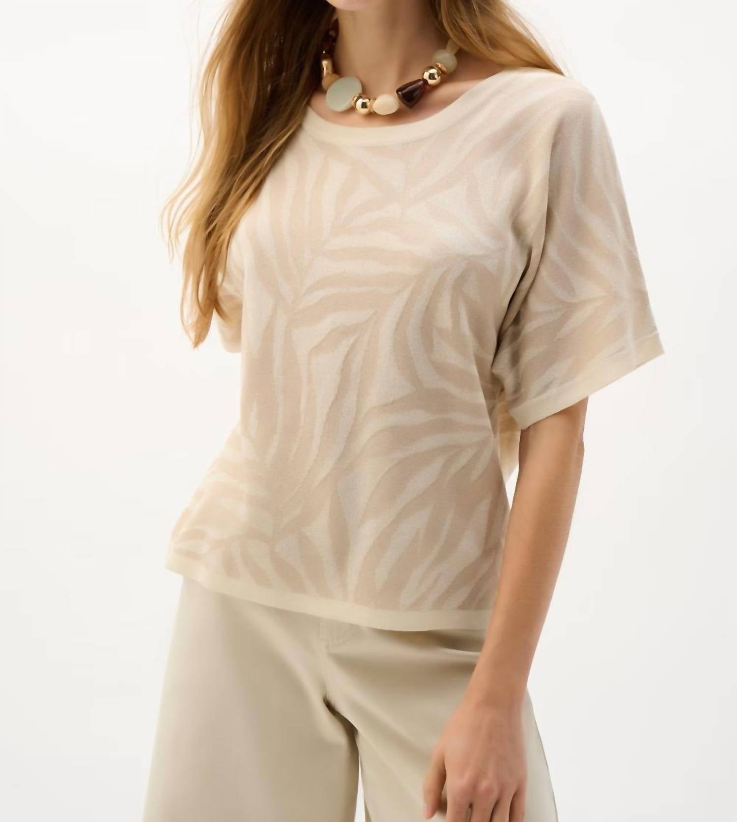 Joseph Ribkoff - Crew Neck Abstract Pullover Sweater Top