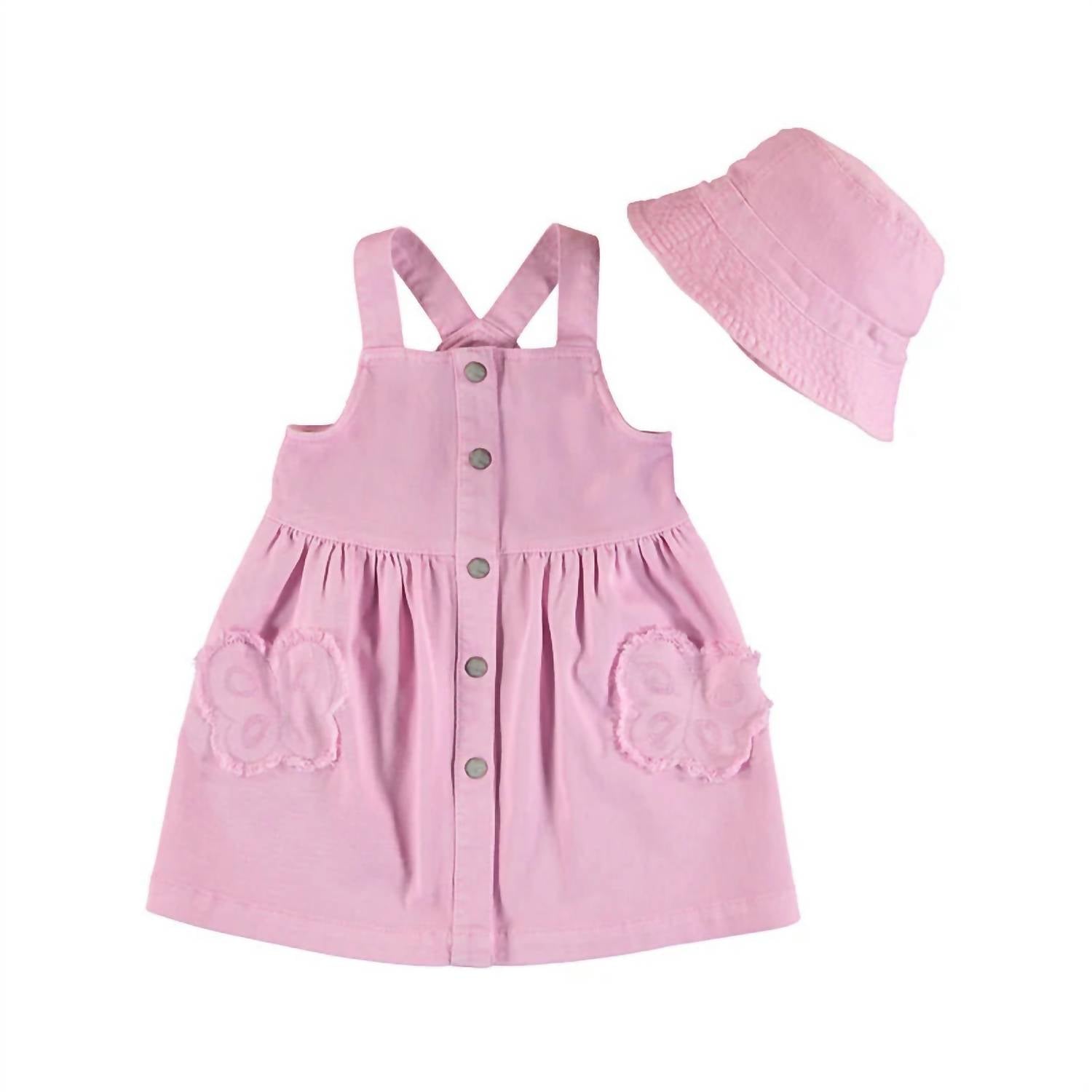 Mayoral - Girls' Pinafore Dress And Hat Set