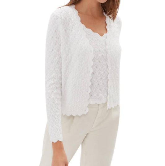 Ecru - Pointelle Stitch Cardigan