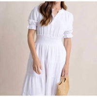 SOUTHERN TIDE Christa Short Sleeve Maxi Dress in classic white - women's dress - detail view