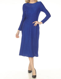 Joseph Ribkoff Shimmery Ruched Fit And Flare Dress in royal sapphire - women's dress