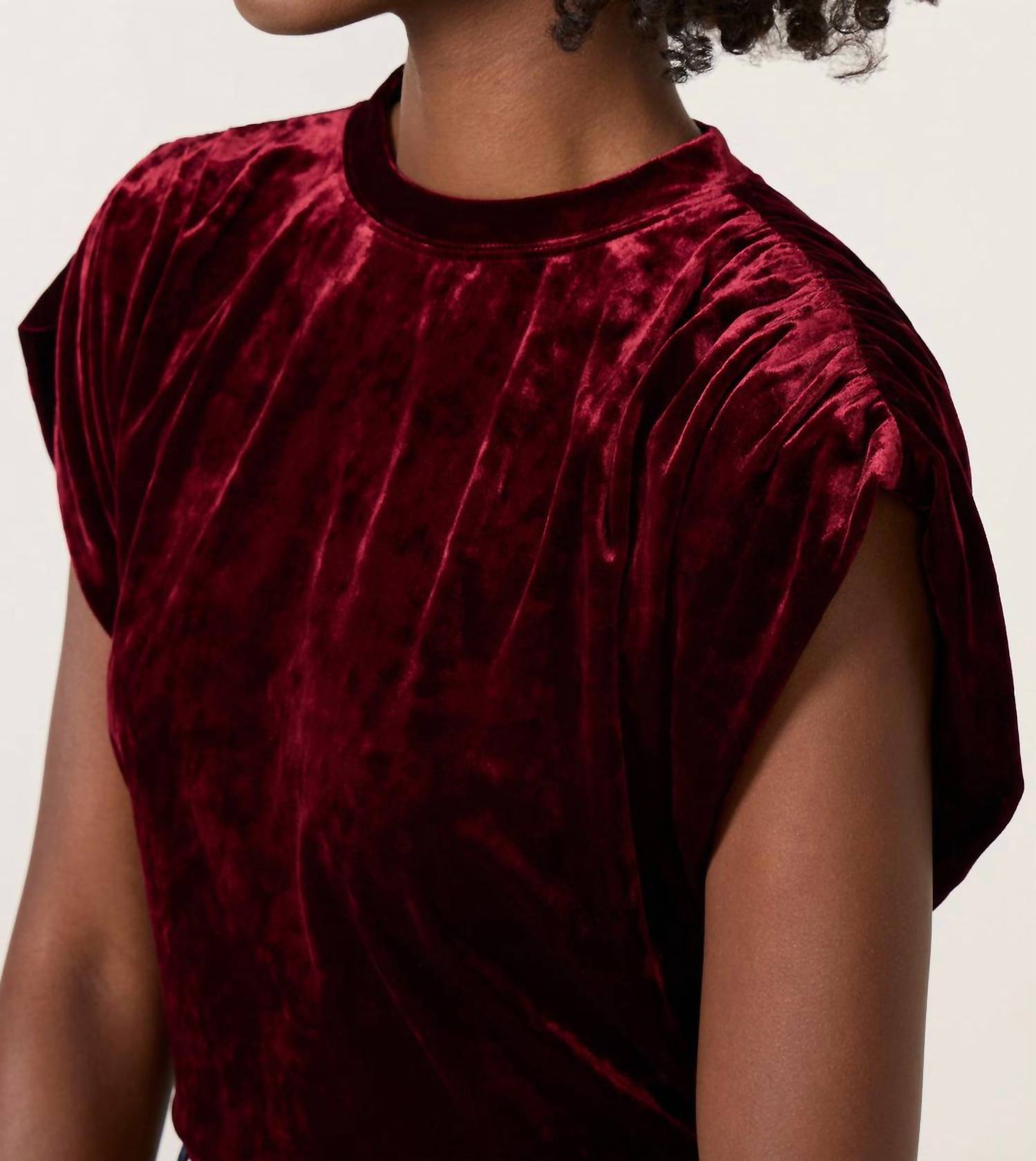 Melissa Nepton - Velvet Shirred Shoulder Tee