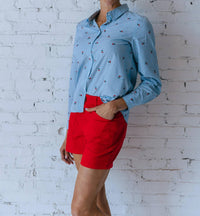 B.Young - Fenix Cherry Button Up Top