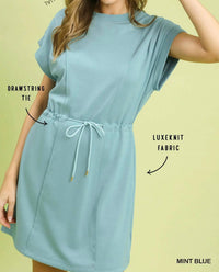 Umgee - No Lining Luxknit Pleated Short Sleeve Mini Dress