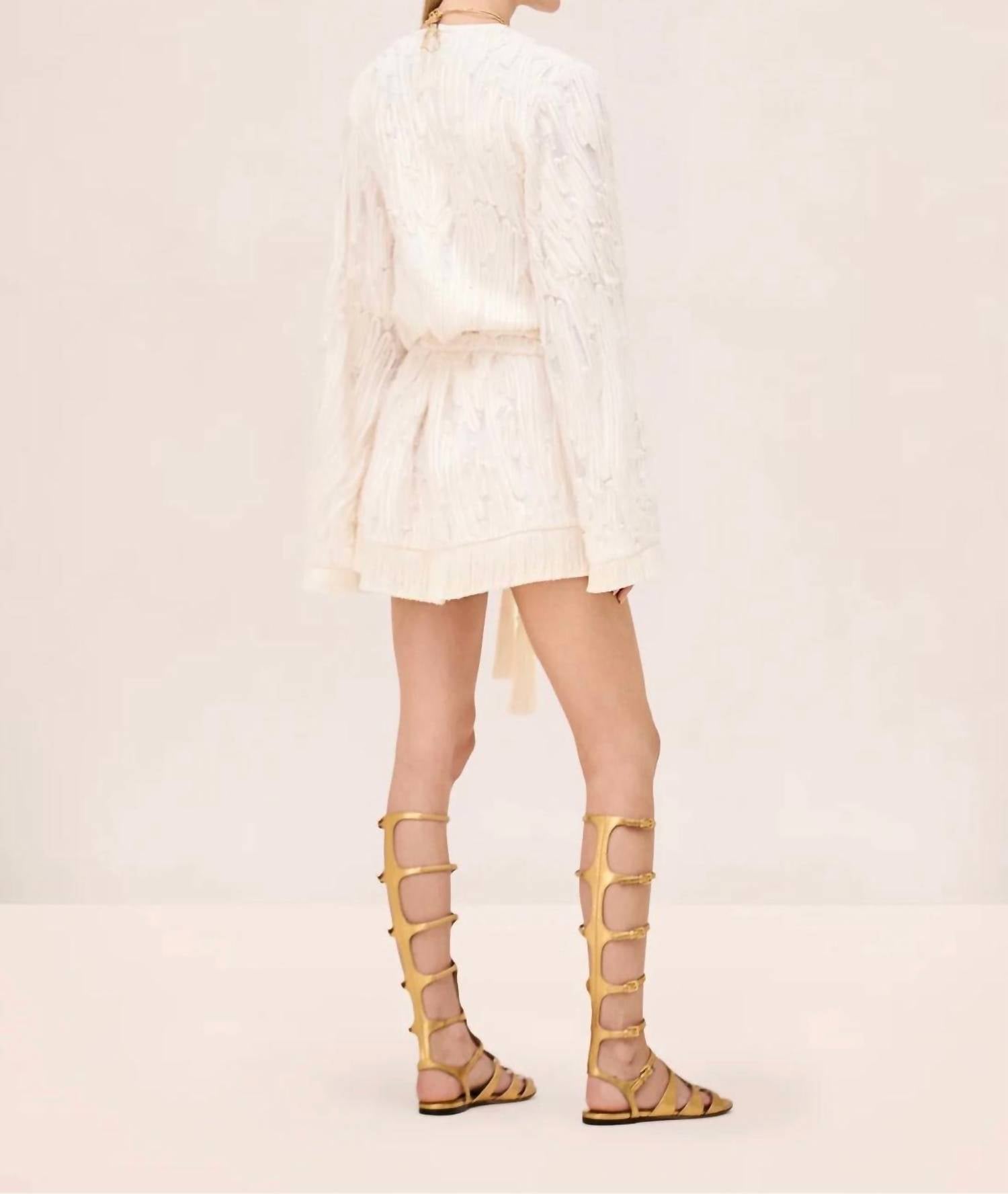 ALEXIS Jen Long Sleeve Mini Dress in ivory - women's dress - detail view
