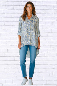 Diva Usa - Floral Viscose High-low Shirt