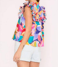 Meet Me In Santorini - Ruffle Bib Top