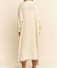 Davi & Dani - Sweater Knit Cable Longline Dress & Cardigan Set