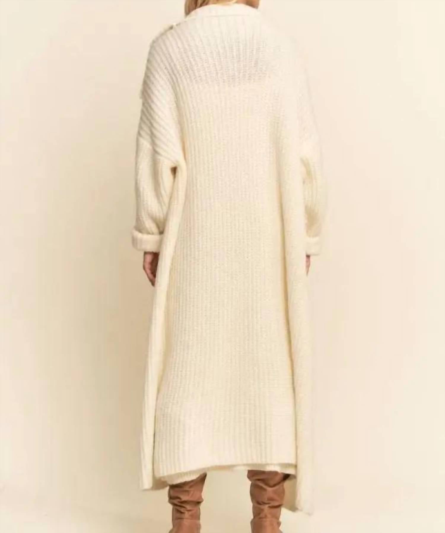 Davi & Dani - Sweater Knit Cable Longline Dress & Cardigan Set