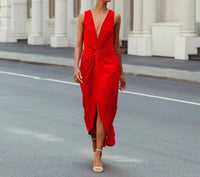 CLARA SUNWOO Center Slit Maxi Dress in red - women's dress