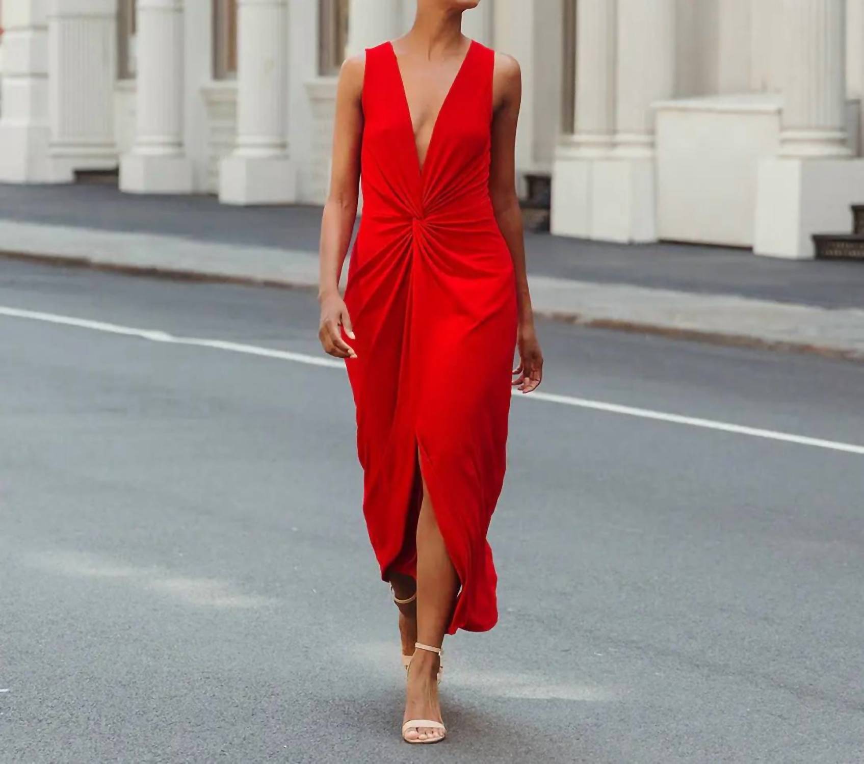 CLARA SUNWOO Center Slit Maxi Dress in red - women's dress