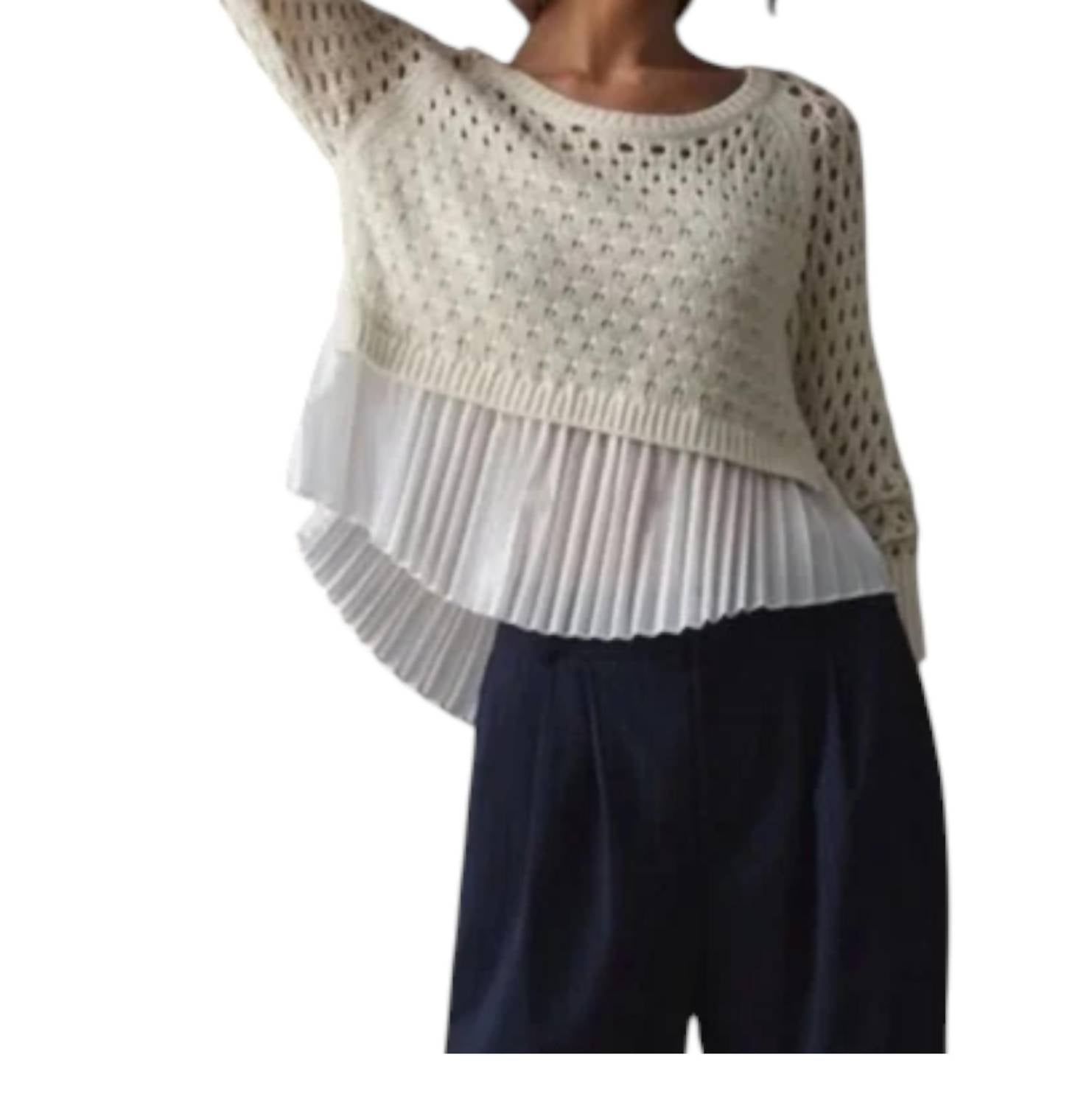 Fate - Pleated Open Knit Sweater