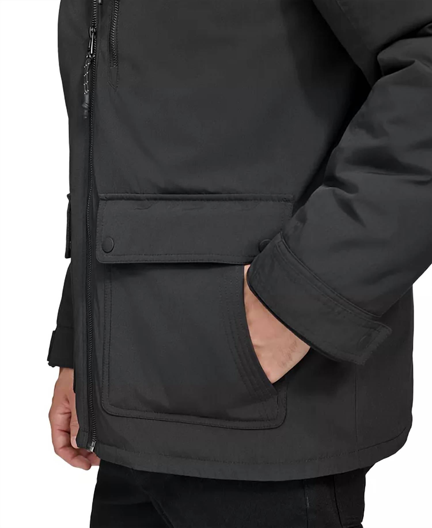 COLE HAAN Down Puffer Insulated Hooded Full Zip Jacket in black - men's jacket - view 6