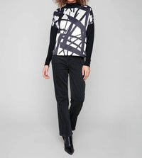 Charlie B - Printed Satin Knit Sleeve Top