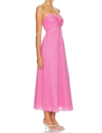 SNDYS. Lilly Dress in pink - women's dress - detail view