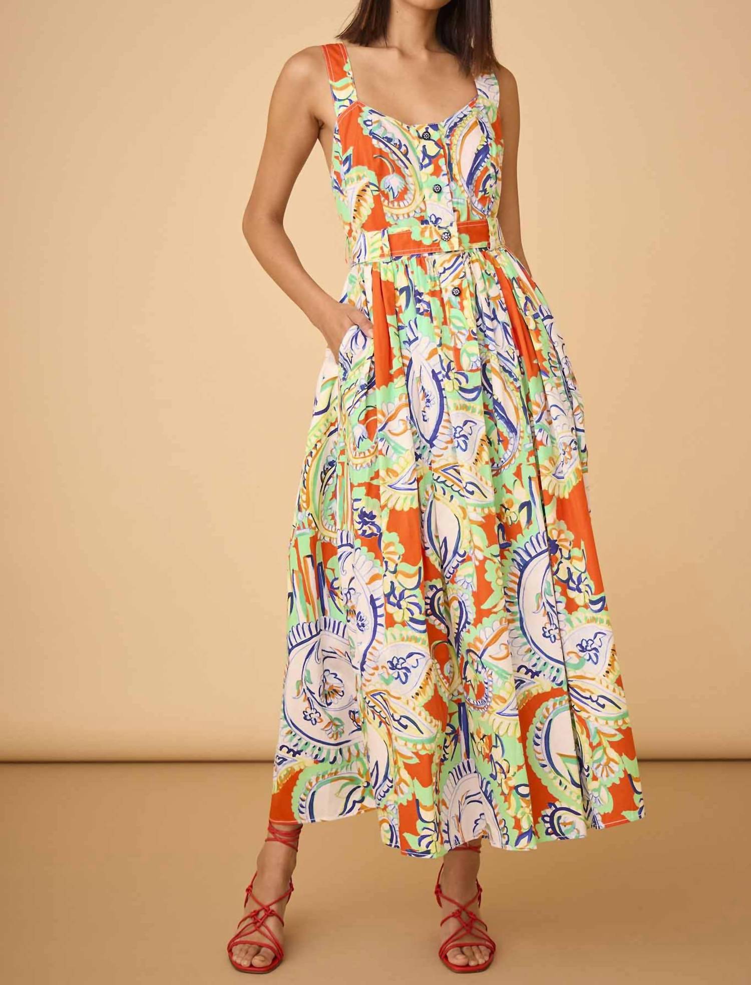 Hunter Bell - Cleo Painted Flower Pattern Maxi Dress