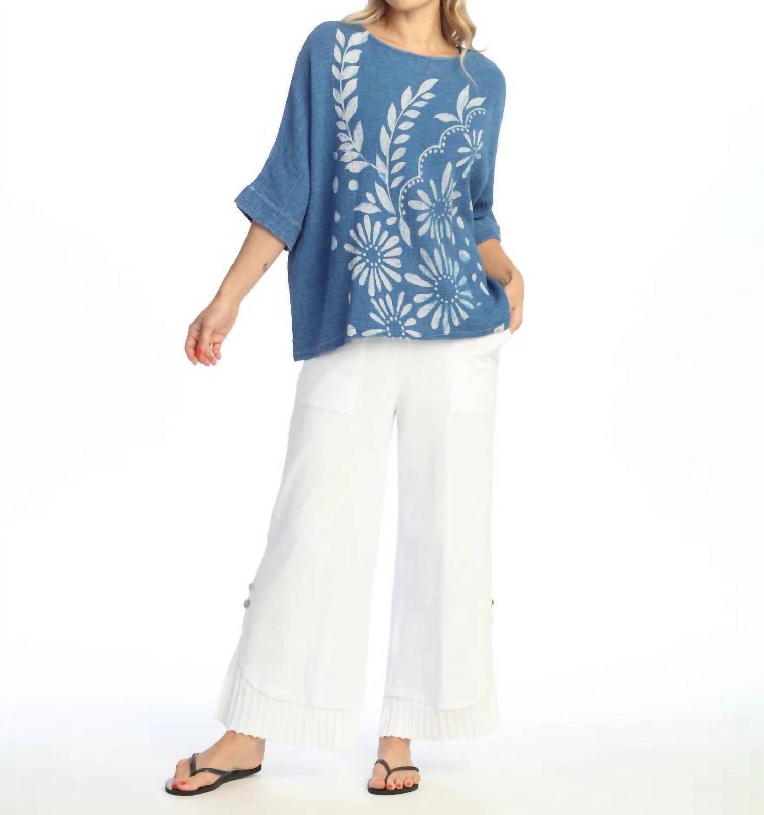 Jess & Jane - Napoli Mineral Washed Double Gauze Poncho Top