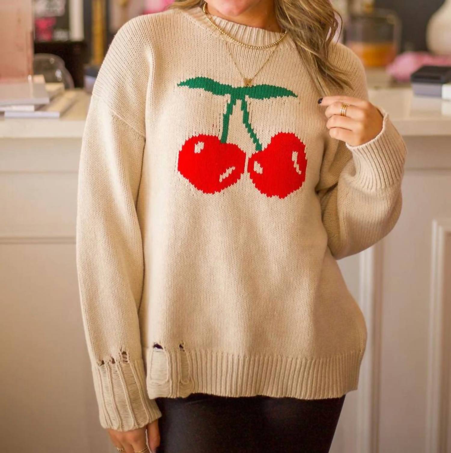 Ee:Some - Cherry Print Sweater