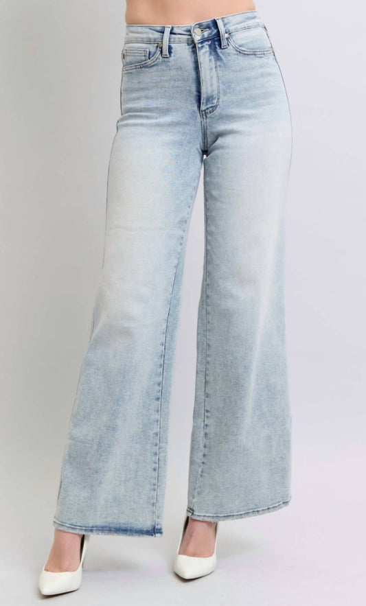 Judy Blue - High Waisted Tummy Control Retro Wide Leg Denim Jeans