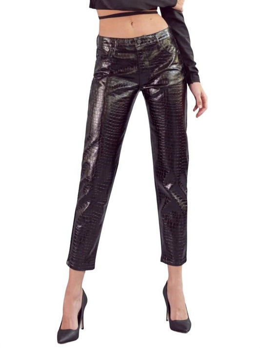 Kancan - Snakeskin Coated Straight Leg Jean