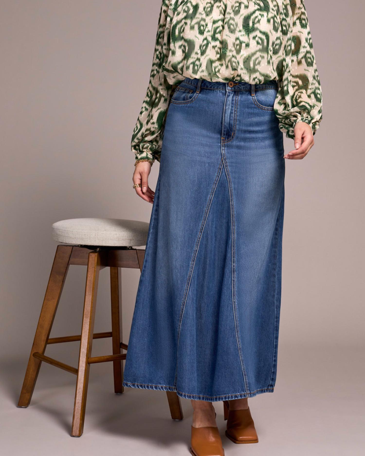 Tribal - Flowy Denim Skirt