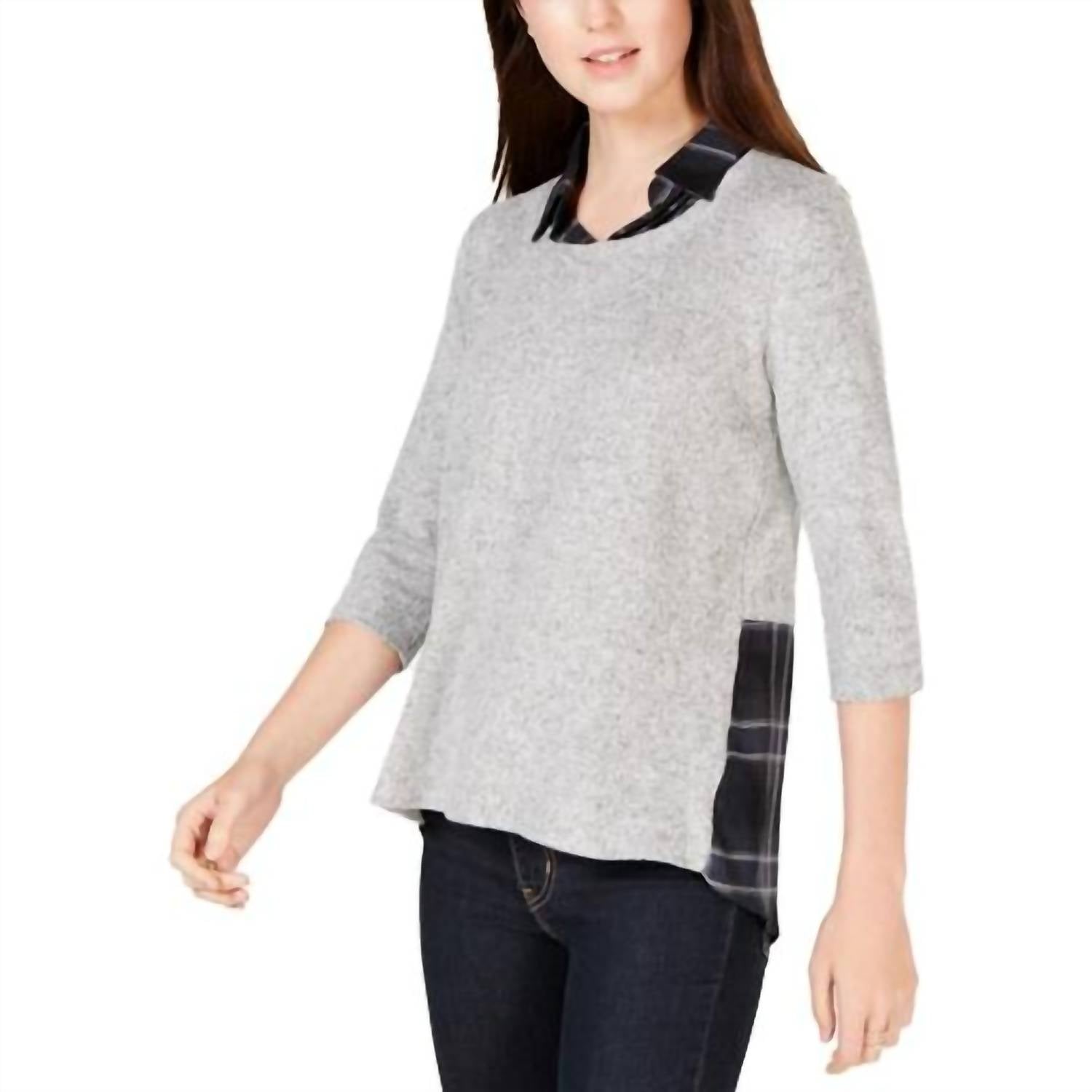 Bcx - Juniors Layered Look Plaid Sweater Top