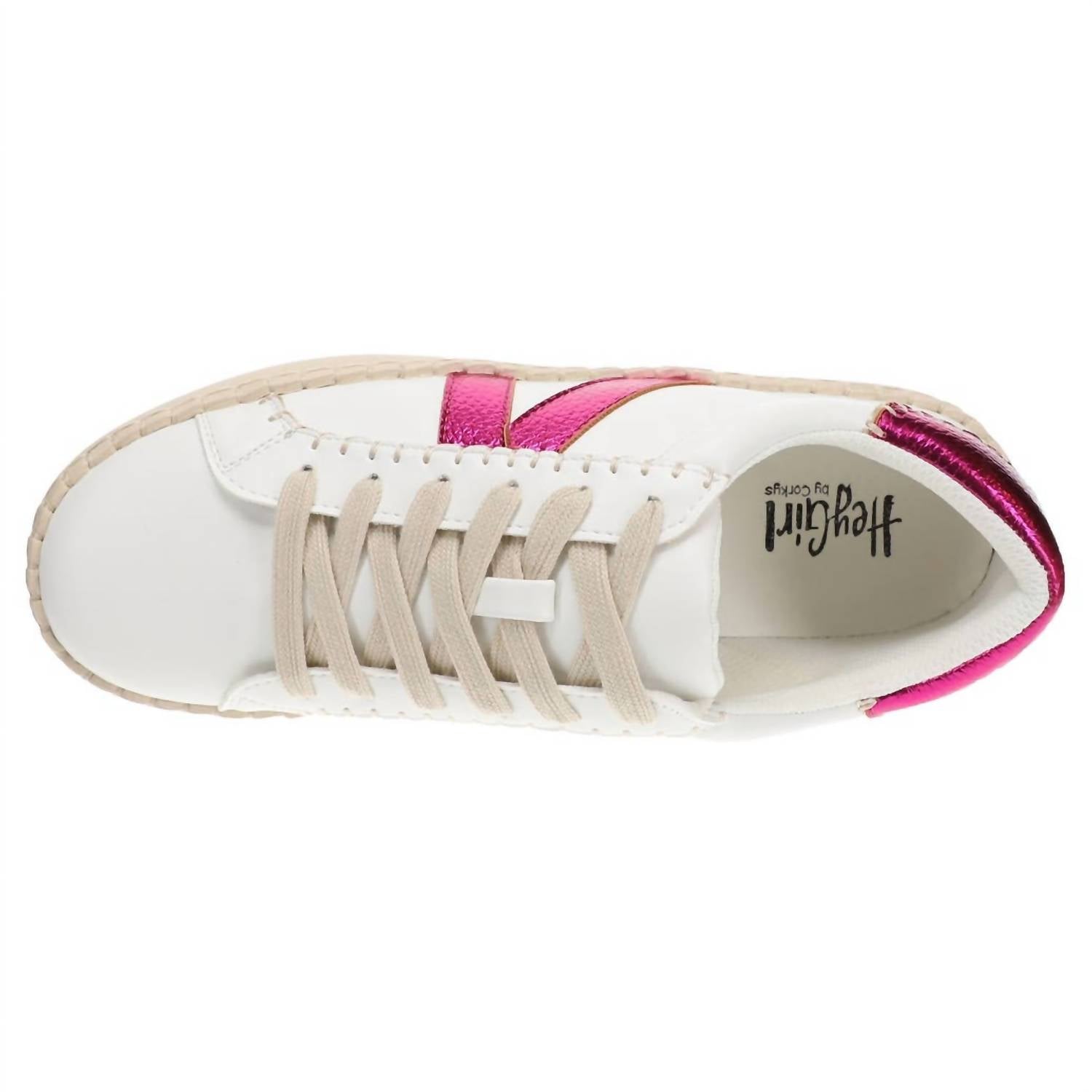 Corkys Footwear Women's Friend Zone Sneaker in white pink - women's sneaker - alternate view
