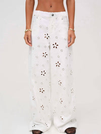 Lil Lemons By For Love And Lemons - Daisy Eyelet Baggy Jeans