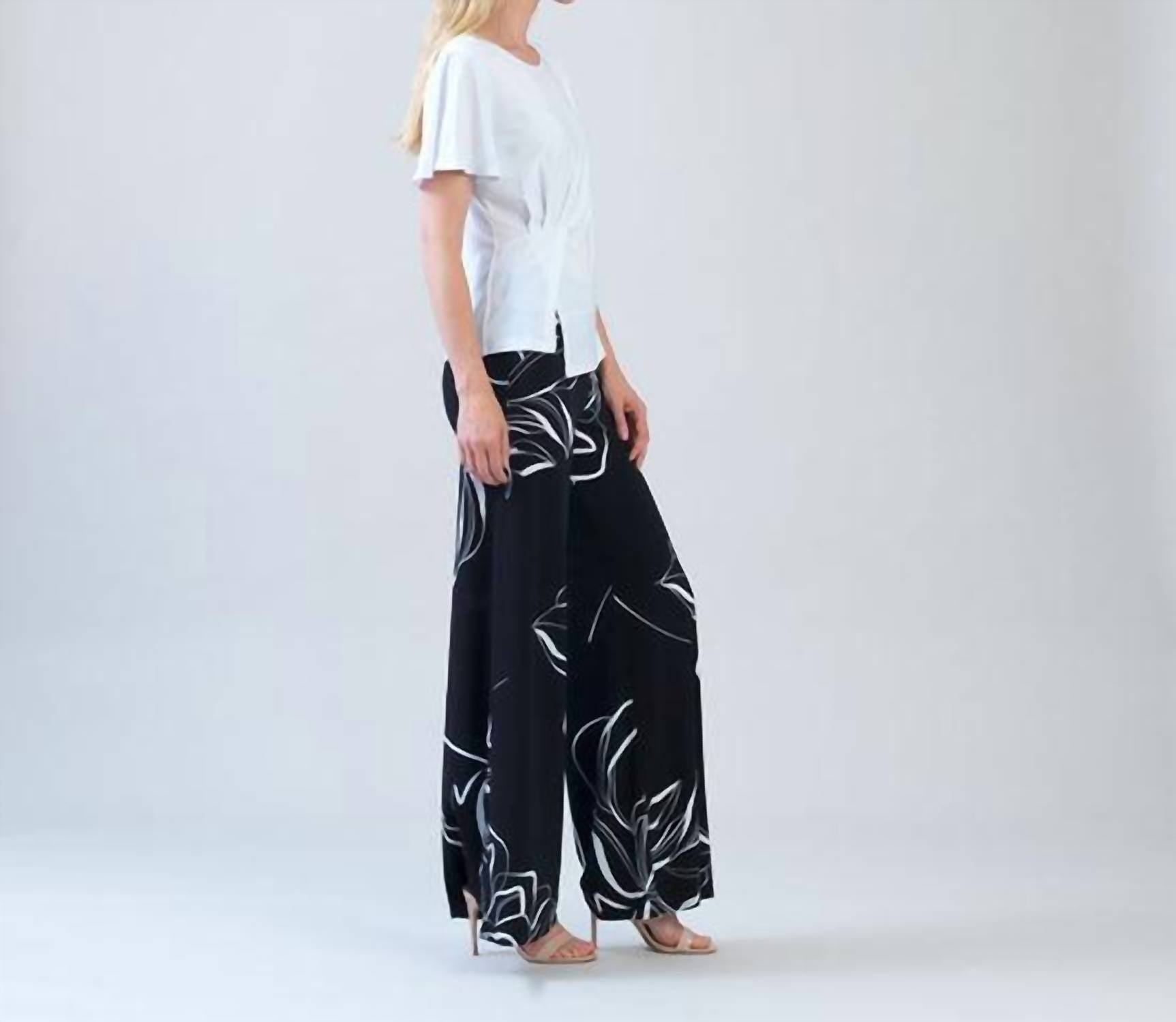 CLARA SUNWOO Crew Neck Flutter Short Sleeve Blouse in white - women's blouse - detail view