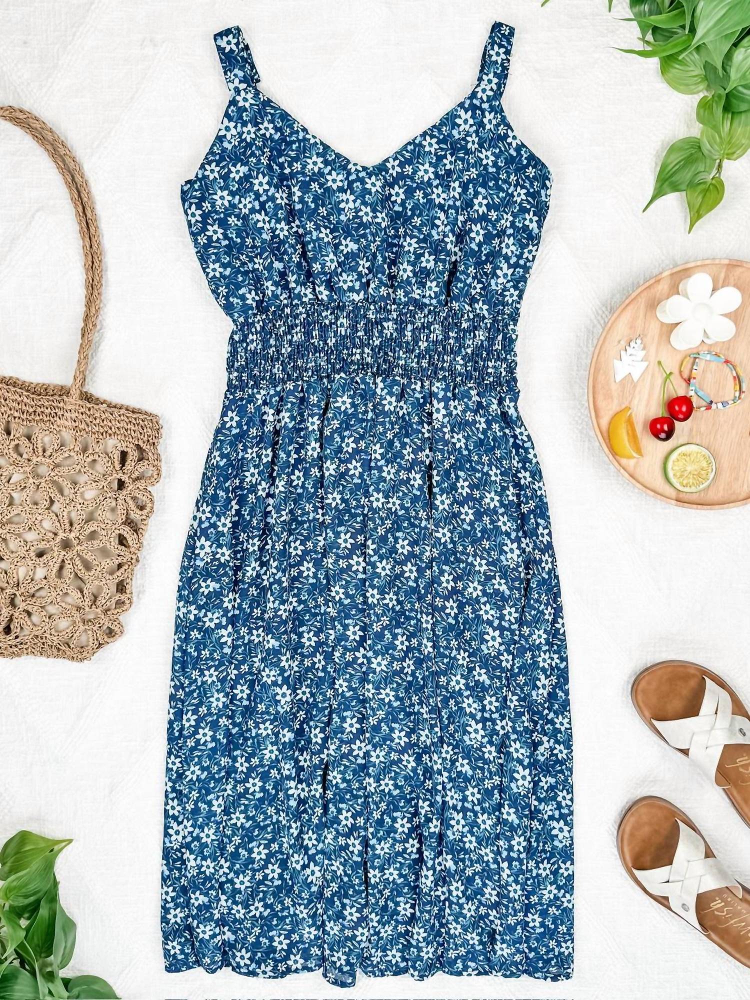 Michelle Mae Cassidy Midi Dress in navy floral - women's dress - view 8