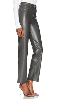 AGOLDE Recycled Leather 90's Jean in pinch marker - women's pants - detail view