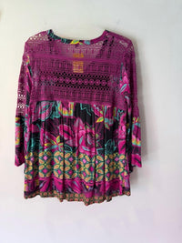 Multiples - Women's Floral Boho Top With Crochet Detail