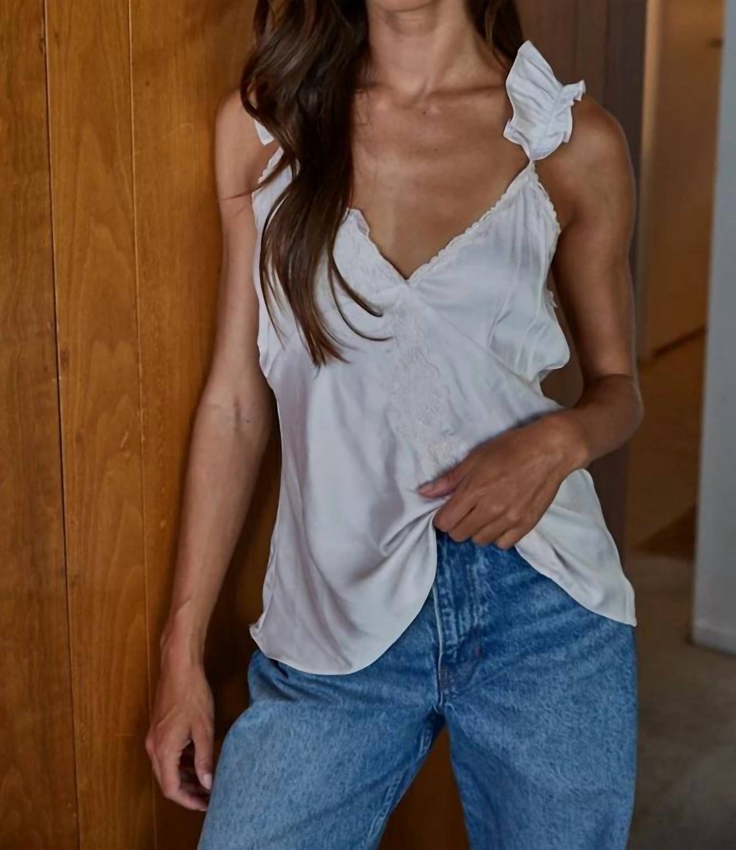 By Together - Elegant Satin Ruffle Strap Camisole
