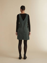 cut loose Lux Corduroy Overall Dress in myrtle - women's dress - detail view
