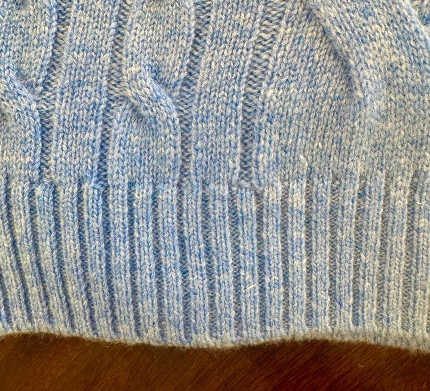 Alashan Cashmere Men's Cable Crew Neck Sweater in dock side - men's sweater - detail view