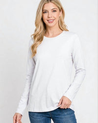 Zenana - Cotton Crewneck Long Sleeve Tee