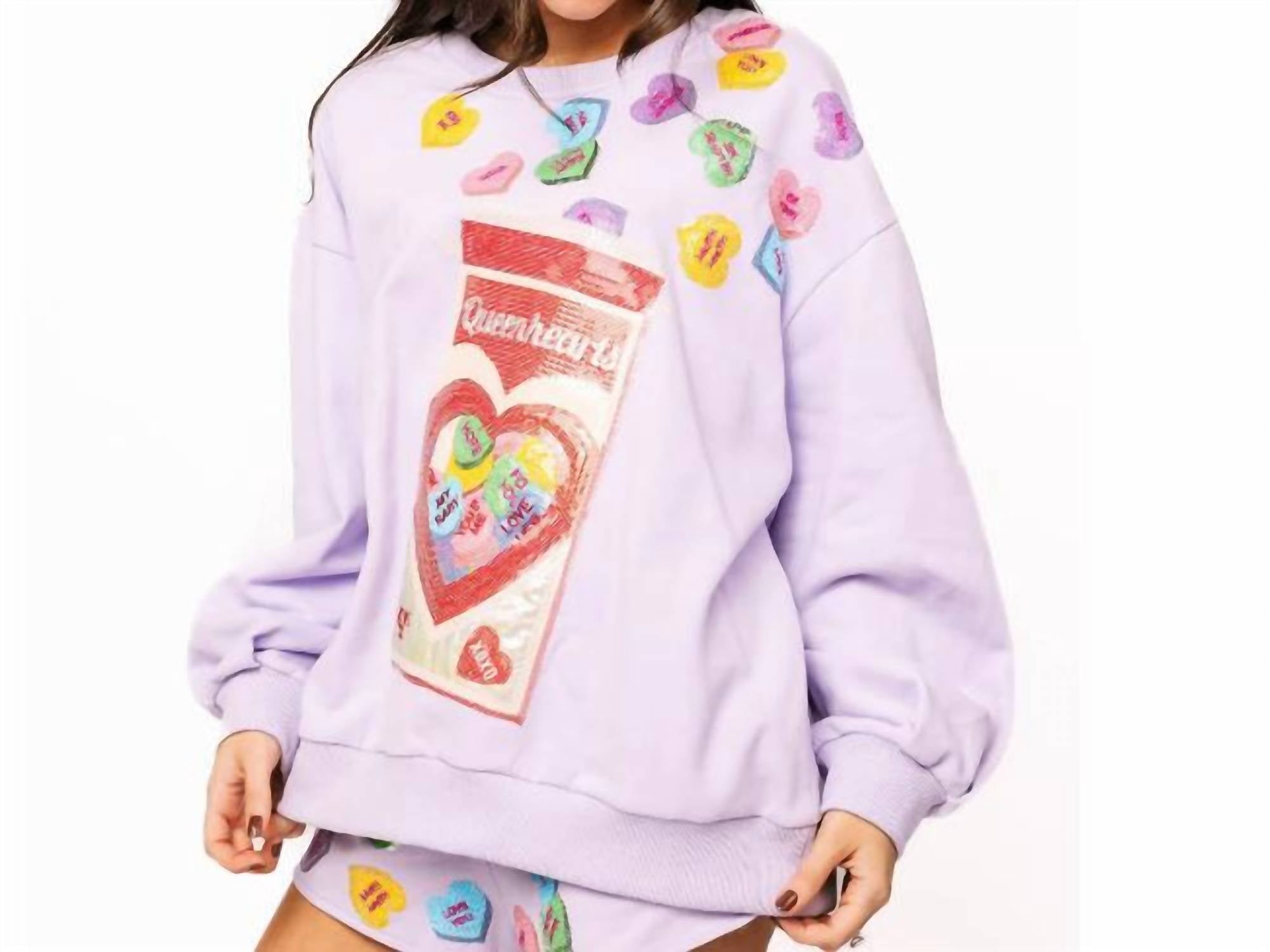 QUEEN OF SPARKLES Queen Hearts Candy Box Top in lavender - women's top - alternate view