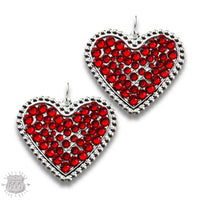 Pink Panache Women's Rhinestone Heart Dangle Earrings in red - women's jewelry