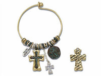 Divinity - Women's Mixed Metal The Lords Prayer Cross Charm Bracelet